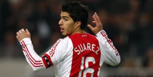 Ajax Amsterdam's Suarez reacts during their UEFA Cup soccer match against Olympique Marseille in Amsterdam