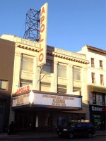 Azania's performance announcement on Apollo Theatre's Marquee in Harlem, New York