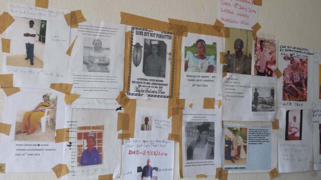 Photographs of Nurses Claimed By Ebola Displayed On a Wall at the Kenema Government Hospital 