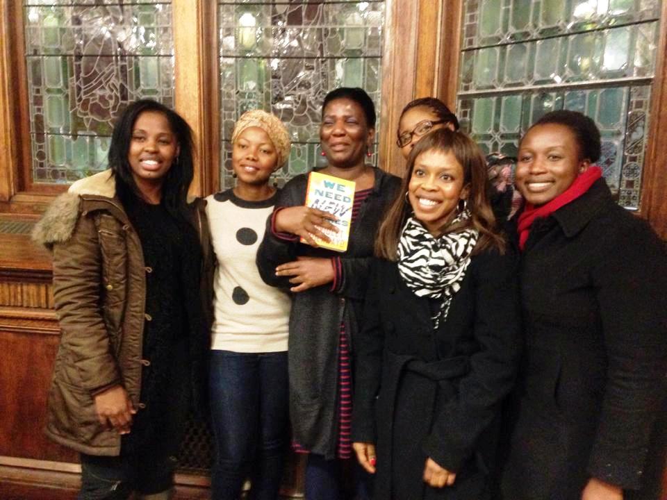 No Violet Bulawayo-second from left.  Arao Ameny far right pose with faculty-students & ommunity members at the conlusion of Achebe Legacy Series